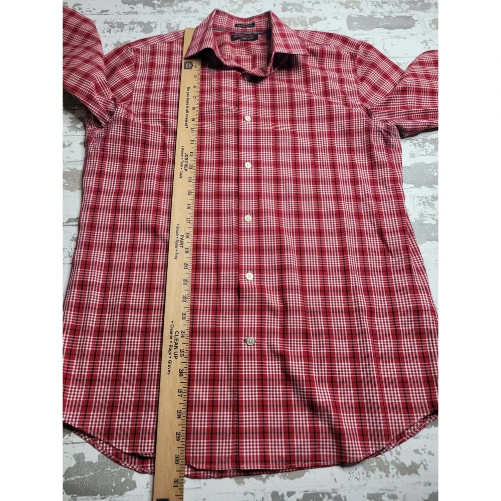 Banana Republic‎ Camden Fit Shirt Men's M Red Plaid Cotton Button Down Non Iron